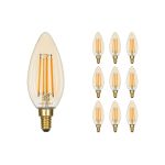 Voordeelpak 10x Noxion Lucent LED Kaars Filament 4.1W 822 B35 E14 Amber | Zeer Warm Wit - Dimbaar - Vervangt 32W