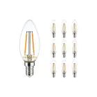 Voordeelpak 10x Noxion Lucent LED Filament Kaars 2.5W 827 B35 E14 Helder | Zeer Warm Wit - Vervangt 25W
